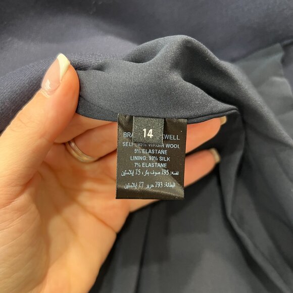 $2495 NWT Brandon Maxwell Navy Blue Larsa Stretch Wool Blazer Jacket size 14 - Picture 9 of 9